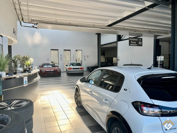 Concession automobile moderne avec atelier, zone de peinture, appartement exclusif pour l'exploitant, etc