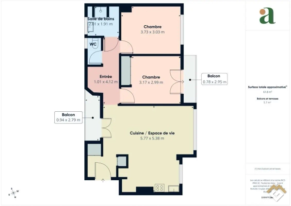 Appartement à vendre T3/F3 63 m² 600000 € Bel-Air Sud Paris (75012)